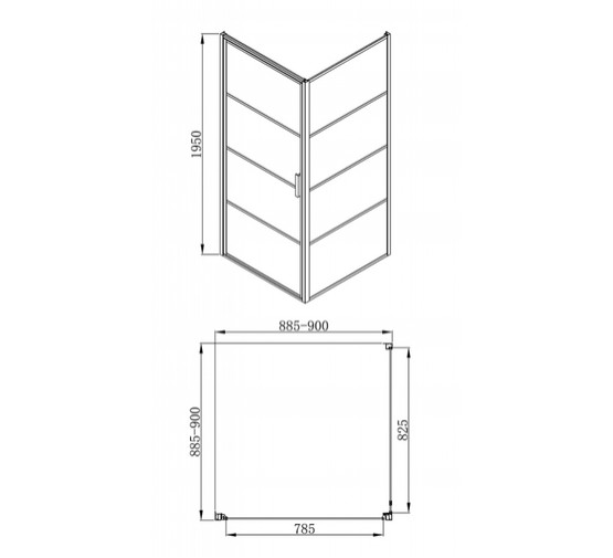 Душевой угол Bravat Black Line 900x900 черный, прозрачное стекло