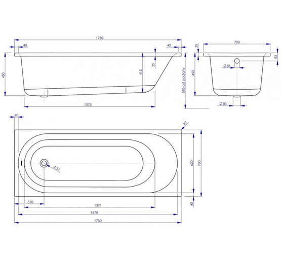 Акриловая ванна Vagnerplast Kasandra 175x70