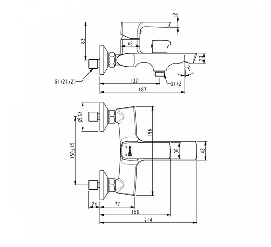 Смеситель для ванны Lemark Ursus LM7214BL черный