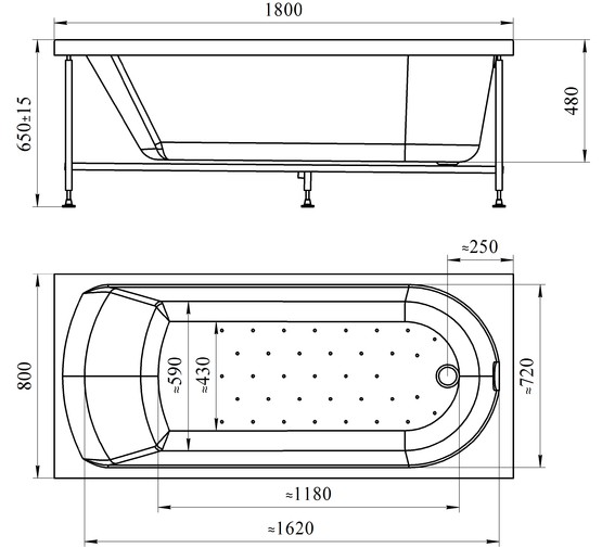 Ванна акриловая Radomir Николь 180x80