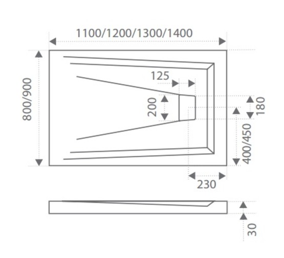 Душевой поддон Good Door Атриум Грей 1100x700 литьевой мрамор серый