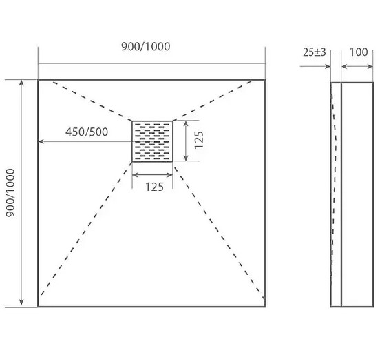 Душевой поддон Good Door Essentia 900x900 литьевой мрамор белый