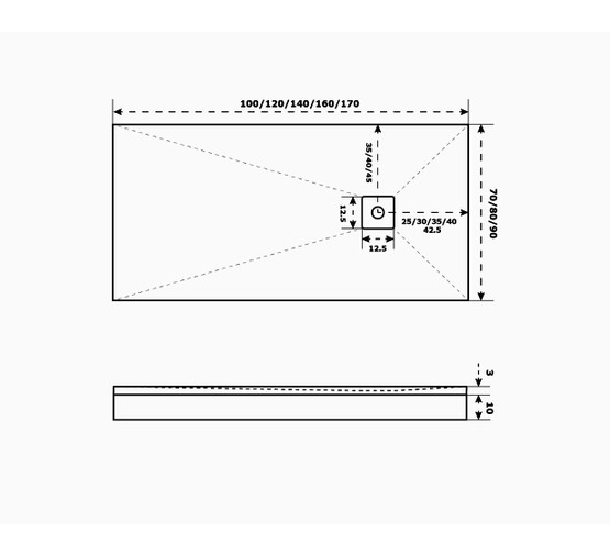 Душевой поддон Good Door Essentia 1100x800 литьевой мрамор черный