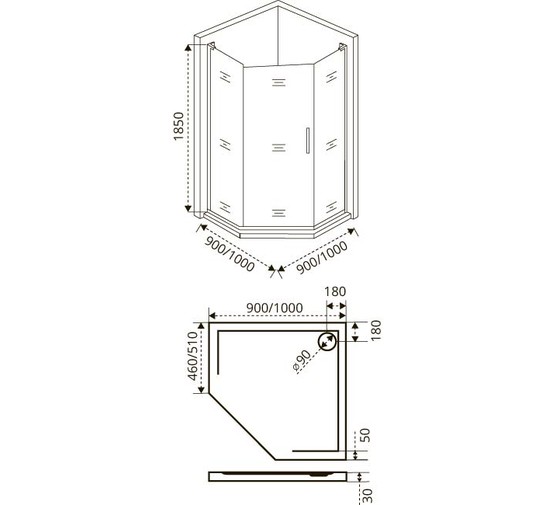 Душевой угол GOOD DOOR Fantasy PNT-90-C-CH 900x900 хром, прозр.стекло