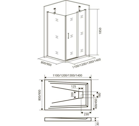 Душевой угол GOOD DOOR Fantasy WTW-100-С-CH -SP-80-C-CH 1000x800 хром, прозр.стекло