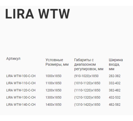 Душевой угол GOOD DOOR Lira WTW-100-С-CH -SP-70-C-CH 1000x700 хром, прозр.стекло