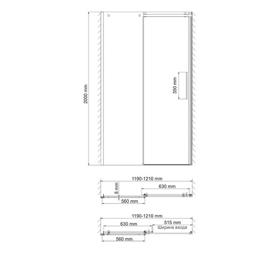 Душевая дверь Wasserkraft Alme 15R05 120 хром,прозр.стекло 