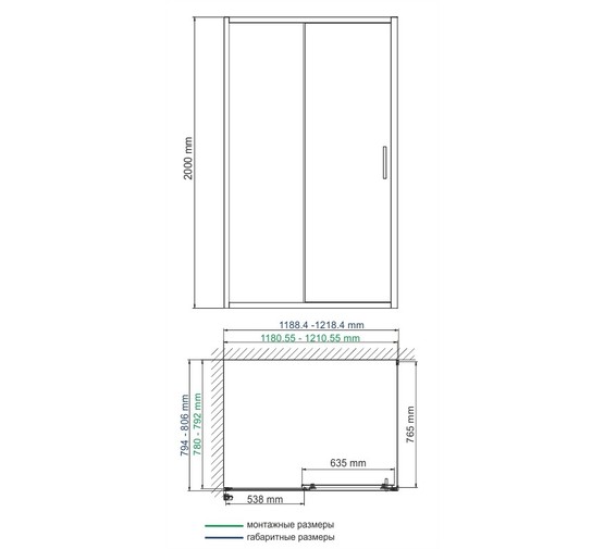 Душевой угол Wasserkraft Main 41S15 1100x800 хром, прозр.стекло 