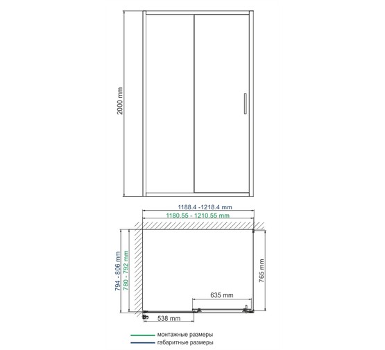 Душевой угол Wasserkraft Main 41S06 1200x800 хром, прозр.стекло 