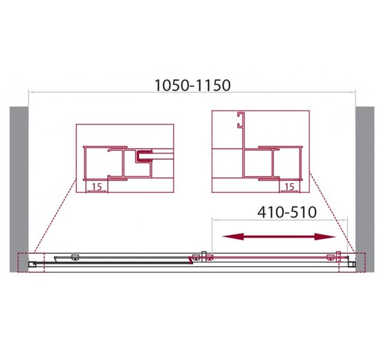 Душевая дверь BelBagno Unique BF-1-100/115-P-Cr текстур.стекло 