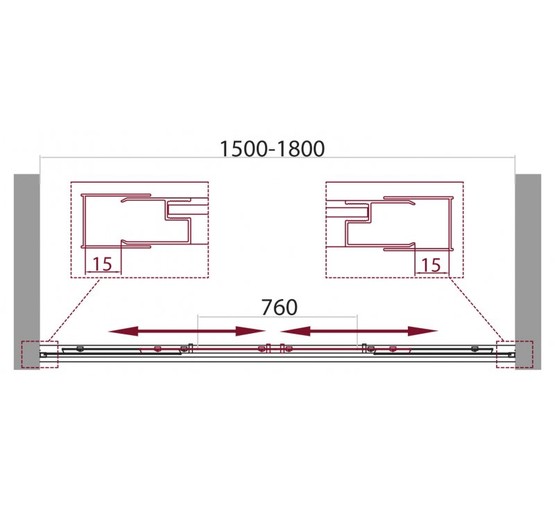 Душевая дверь BelBagno Unique BF-2-150/180-C-Cr прозр.стекло 