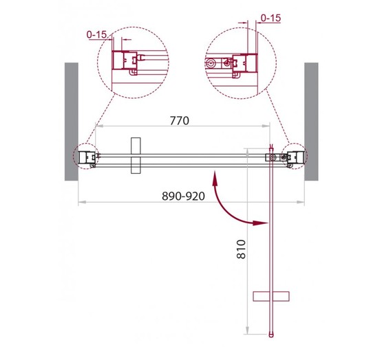 Душевая дверь BelBagno Marmi B-1-90-C-Cr прозр.стекло 