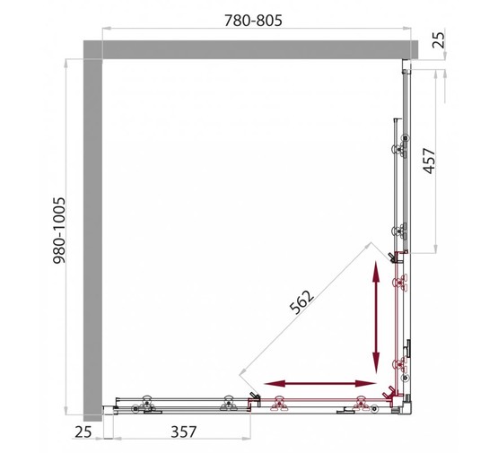 Душевой угол BelBagno Sela AH-2-100/80-P 1000x800 текстур.стекло 