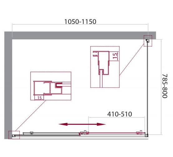 Душевой угол BelBagno Unique AH-1-100/115-80-C-Cr 1050x800 прозр.стекло 