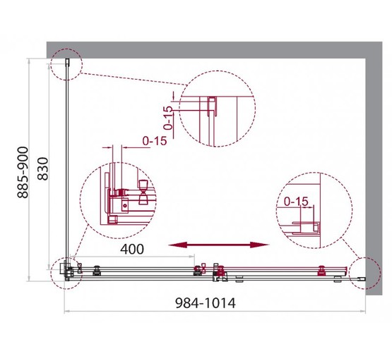 Душевой угол BelBagno Acqua-A-1-100/90-C 1000x900 прозр.стекло 