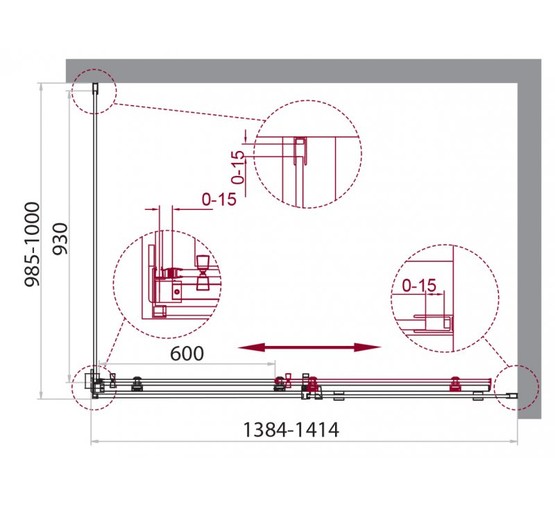 Душевой угол BelBagno Acqua-A-1-140/100-C 1400x1000 прозр.стекло 