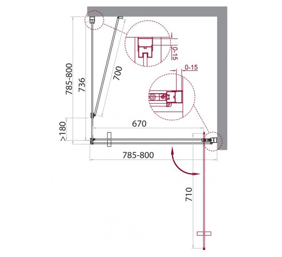 Душевой угол BelBagno Marmi-A-1-80-C 800x800 прозр.стекло 