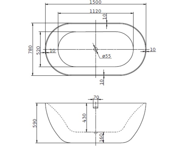 Акриловая ванна BelBagno BB27 150x78