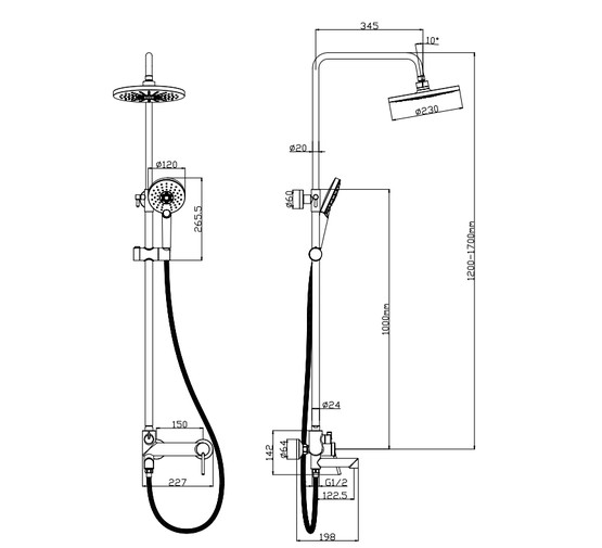 Душевая система Lemark Minima LM3862C со смесителем хром