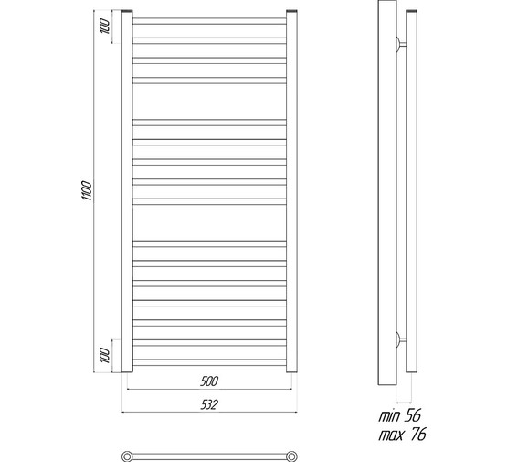 Полотенцесушитель водяной Lemark Ursus 500x1100 П16 черный