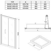 Душевая дверь Ravak Blix BLDZ2-70 хром + стекло Транспарент 