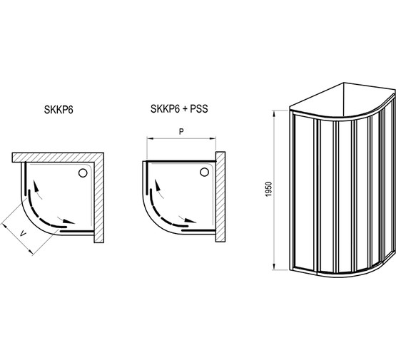 Душевой угол Ravak Supernova SKKP6 - 90 черный + стекло Транспарент