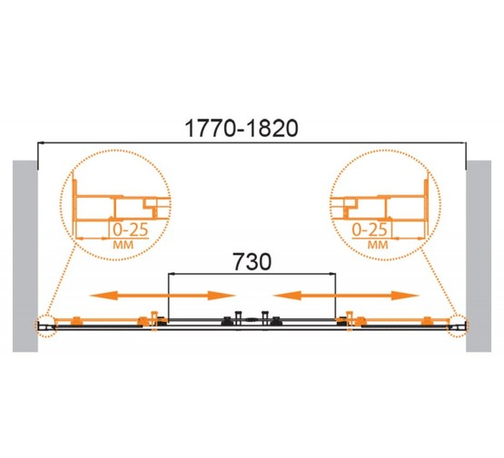 Душевая дверь Cezares MOLVENO-BF-2-180-C-Cr-IV хром прозрачное стекло 