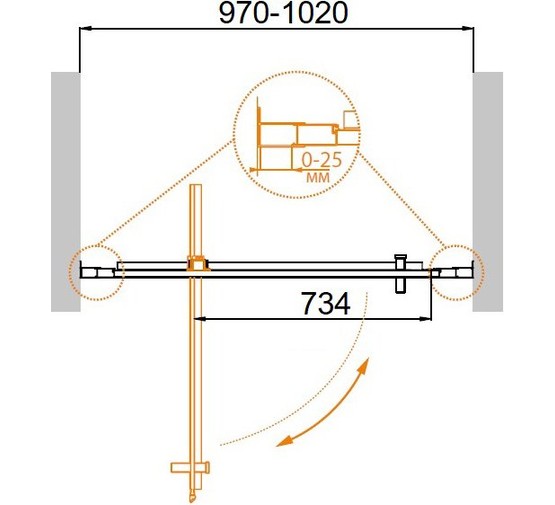 Душевая дверь Cezares MOLVENO-BA-1-100-C-Cr-IV хром прозрачное стекло 