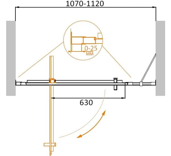 Душевая дверь Cezares MOLVENO-BA-11-90+20-C-Cr-IV 110 см хром прозрачное стекло 