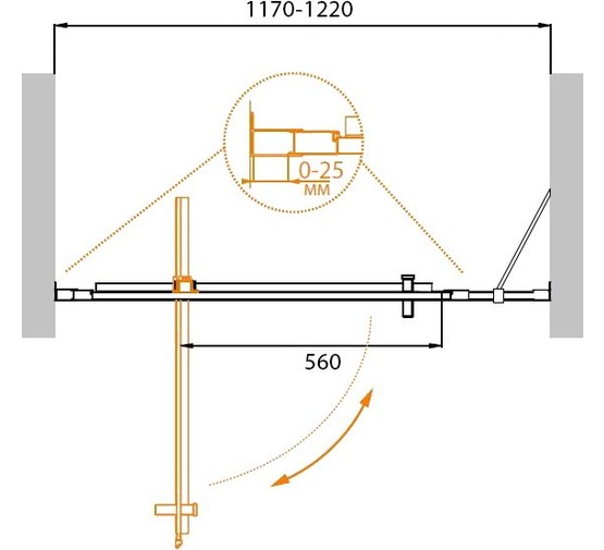 Душевая дверь Cezares MOLVENO-BA-11-100+20-C-Cr-IV 120 см хром прозрачное стекло 