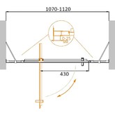 Душевая дверь Cezares MOLVENO-BA-12-70+40-C-Cr-IV 110 см хром прозрачное стекло 