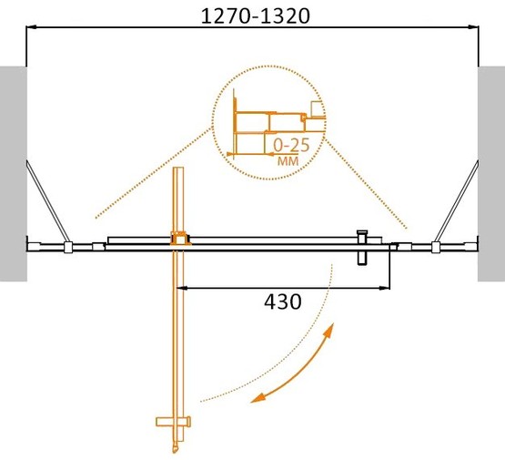 Душевая дверь Cezares MOLVENO-BA-12-70+60-C-Cr-IV 130 см хром прозрачное стекло 