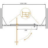 Душевая дверь Cezares MOLVENO-BA-12-90+40-C-Cr-IV 130 см хром прозрачное стекло 