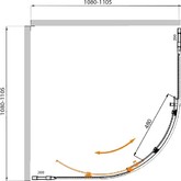 Душевой угол Cezares Molveno-R-11-90+20-C-Cr-IV 1100x1100 хром прозрачное стекло