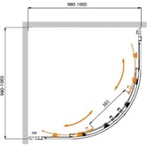 Душевой угол Cezares Molveno-R-22-80+20-P-Cr 1000x1000 хром текстурное стекло