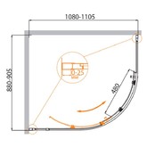 Душевой угол Cezares Molveno-RH-1-110/90-C-Cr-IV 1100x900 хром прозрачное стекло