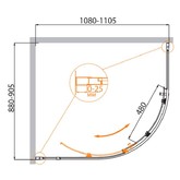 Душевой угол Cezares Molveno-RH-1-110/90-P-Cr 1100x900 хром текстурное стекло