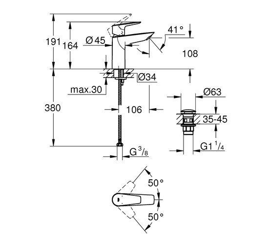 Смеситель для раковины Grohe BauEdge New 23901001 с д/к Push Open хром