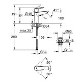 Смеситель для раковины Grohe BauEdge New 23901001 с д/к Push Open хром