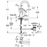 Смеситель для раковины Grohe BauEdge New 23760001 высокий с д/к  хром