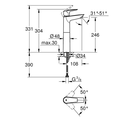 Смеситель для раковины Grohe BauEdge New 23761001 хром