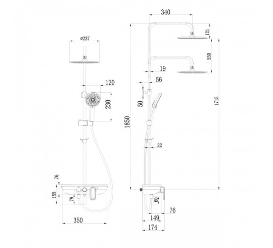 Душевая система Lemark Tropic LM7012BL со смесителем черный