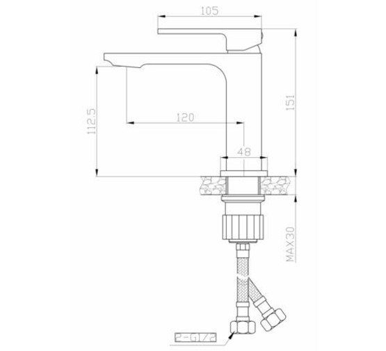 Смеситель для раковины Orange Lutz M04-021b черный матовый