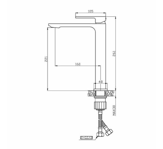 Смеситель для раковины Orange Lutz M04-121b черный матовый