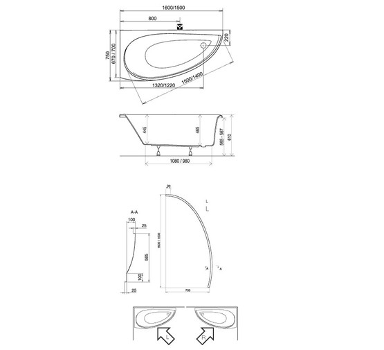 Акриловая ванна Ravak Avocado 160x75 L