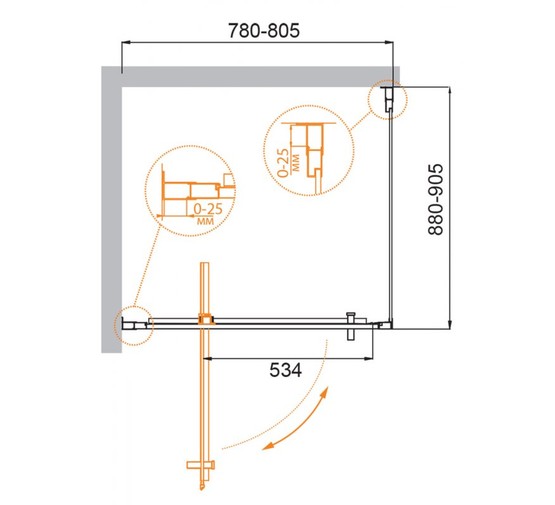 Душевой угол Cezares Molveno-AH-1-80/90-C-Cr-IV 800x900 хром прозрачное стекло