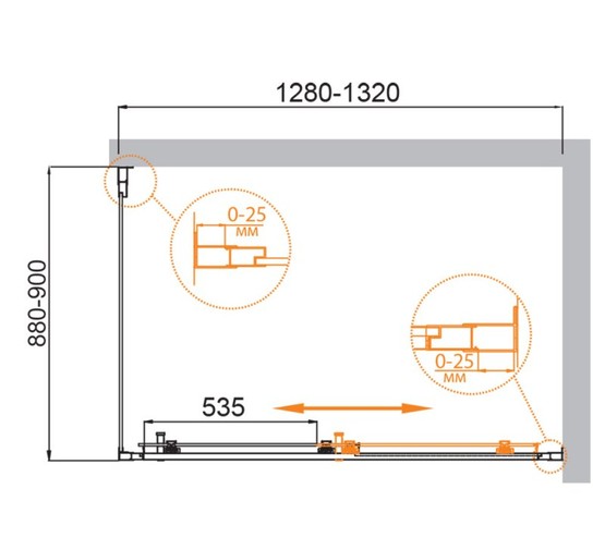 Душевой угол Cezares Molveno-AH-11-130/90-C-Cr-IV 1300x900 хром прозрачное стекло