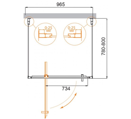 Душевой угол Cezares Molveno-BA2-100/80-C-Cr-IV 1000x800 хром прозрачное стекло