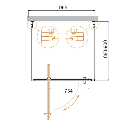 Душевой угол Cezares Molveno-BA2-100/90-C-Cr-IV 1000x900 хром прозрачное стекло