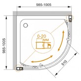 Душевой угол Cezares Momento-R-2-100-C-Cr 1000x1000 хром прозрачное стекло